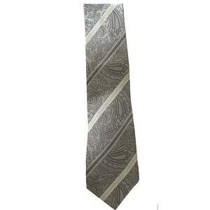 Umberto Frasi Handmade Gray and White Paisley Print Tie